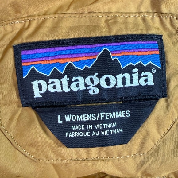 Patagonia Puffer Jacket Womens Large Mustard Yellow Quilted Snap Front Insulated - Picture 9 of 12
